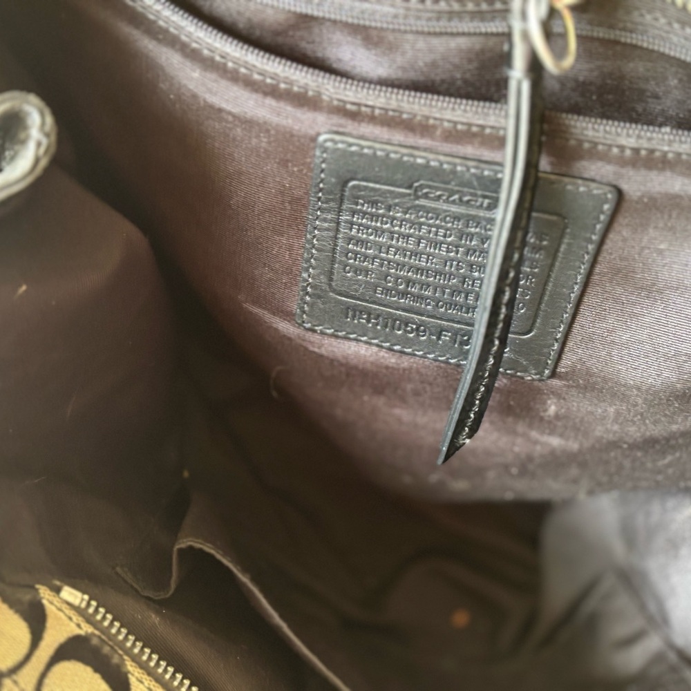 Coach Black and Tan Signature Canvas Tote